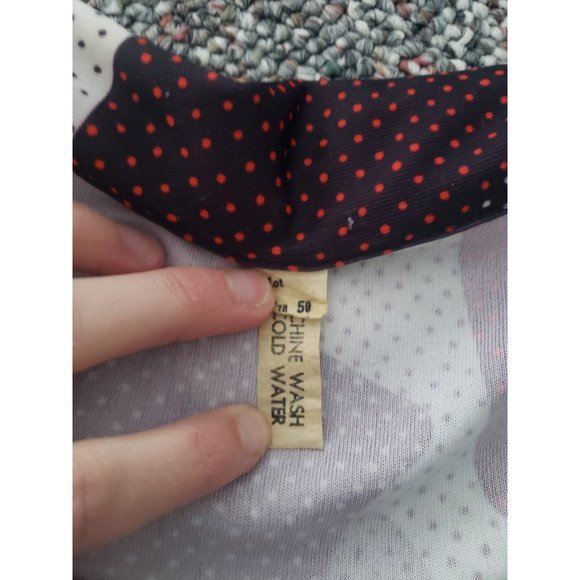 70s Gray, Black, and Red Polka Dot Sleeveless Top - Picture 4 of 4